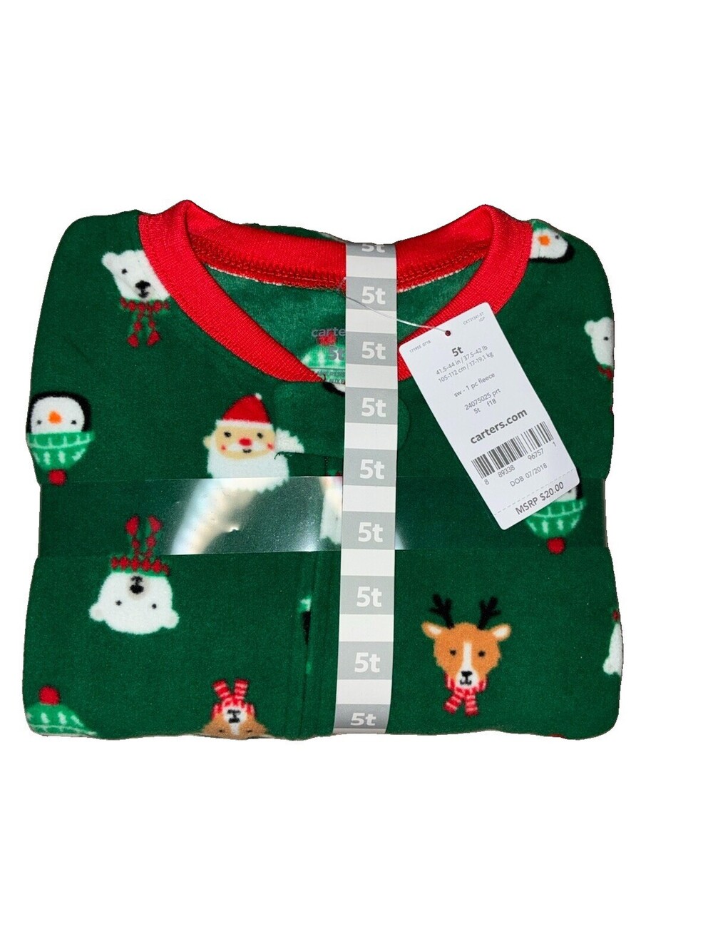 Carter’s Toddler Christmas Print Footed Pajamas Size 5T